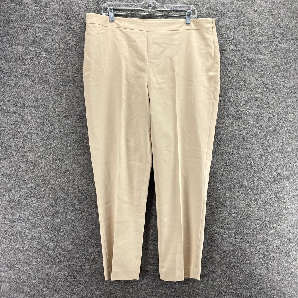 Chaus Dress Pants Women 16 Plus Beige High Rise Pleated Cotton Skinny Pockets